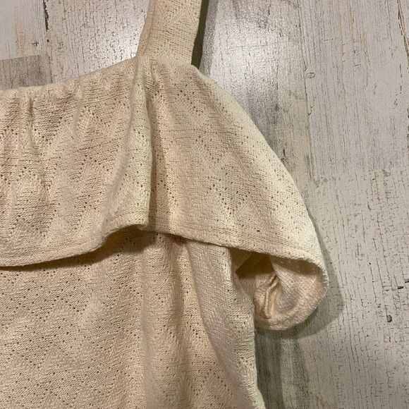 Madewell Cream Ruffled Bust Knit Tank Top Blouse Large - Picture 5 of 10